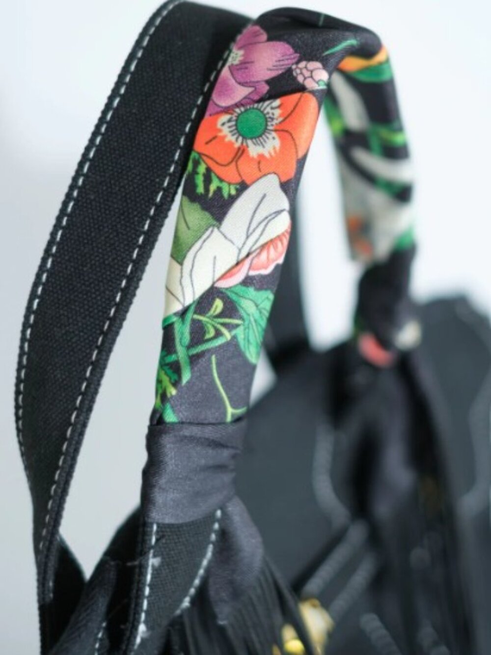Spring Sundara Bag with Matching Fringed Twilly - BLACK - Picture 5 of 14